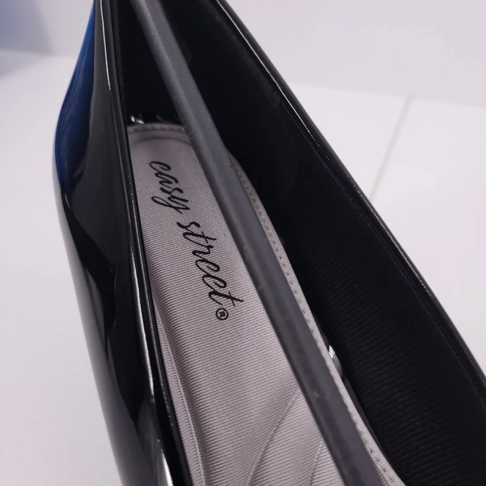 Easy Street Passion Dress Pumps Black Womens 11 M‎ Patent Slip On Classic Heels